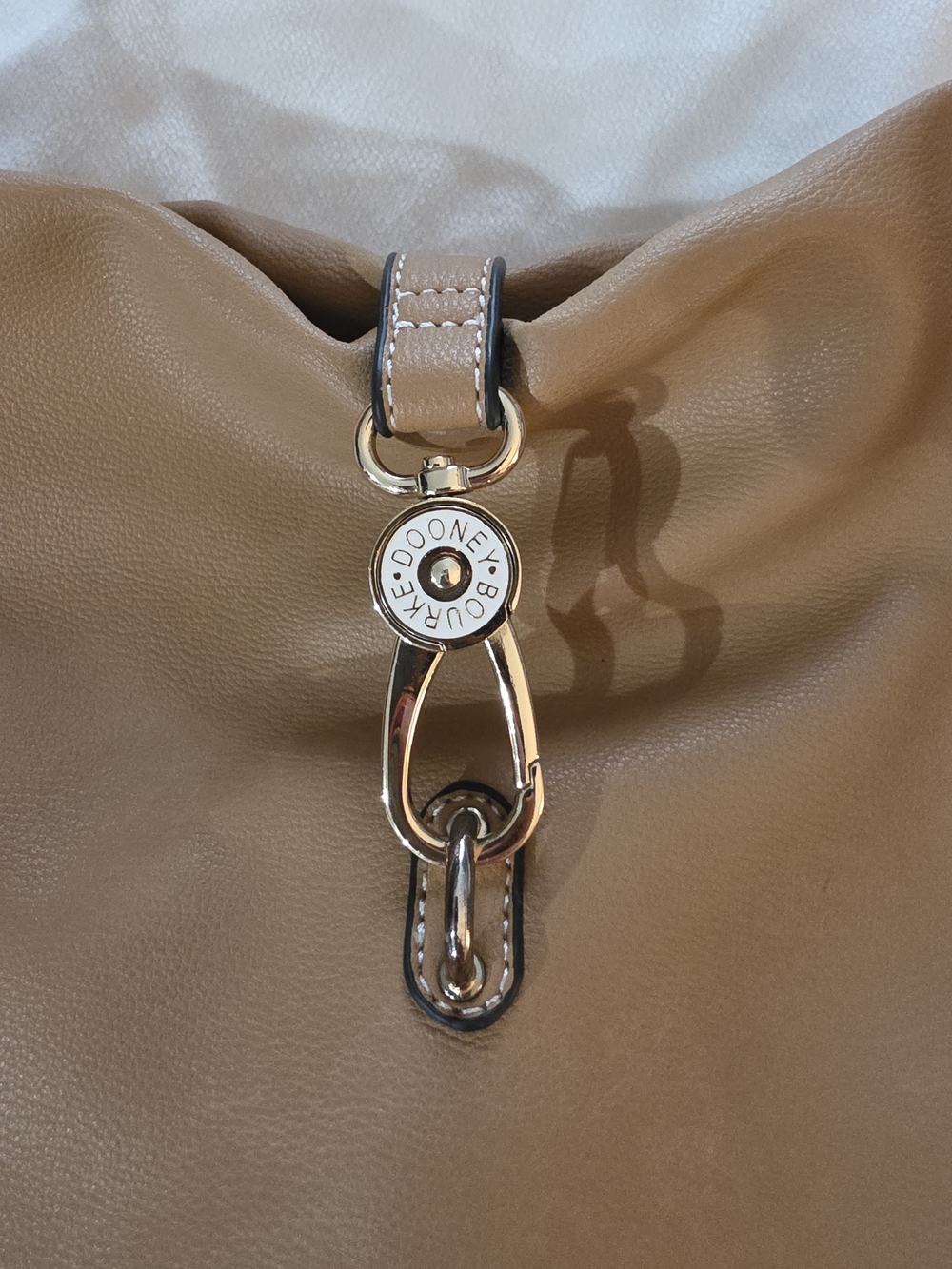 Dooney & Bourke Tan Leather Hobo with Gold Accent - Picture 2 of 8